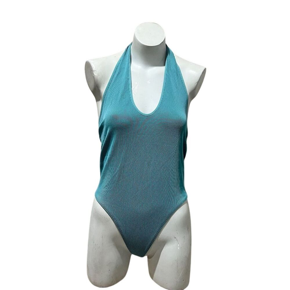 Wild Fable Women's XL Green Ribbed Halter Tank Bodysuit Casual Summer